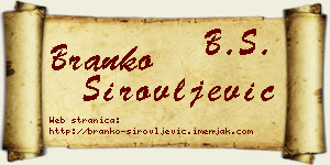 Branko Sirovljević vizit kartica